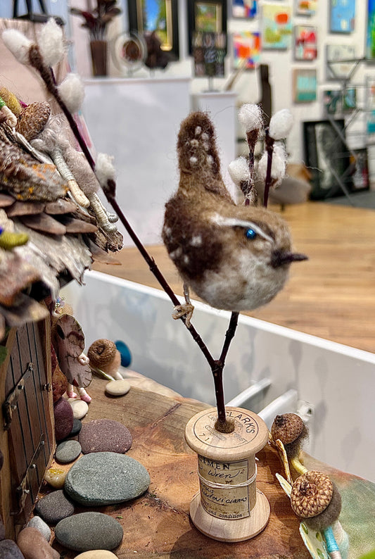 Carolina Wren Among the Pussy Willows